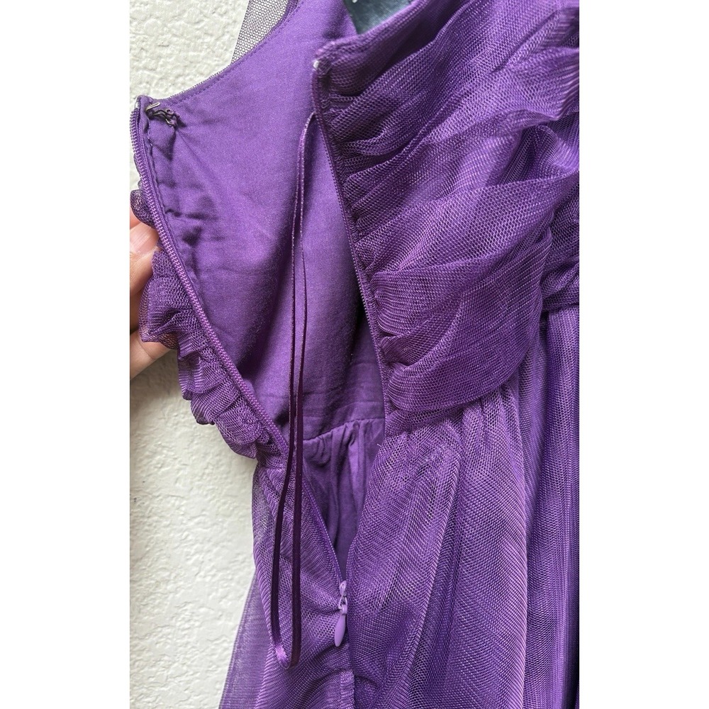 Anthropologie Maeve Ruffled Tulle Mini Dress Purple Size XL - Picture 9 of 14